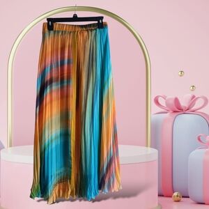 S/M/L🩵 Hippie Pleated Water Color Maxi Skirt